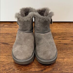 UGG Gray Fur-Lined Suede Boots